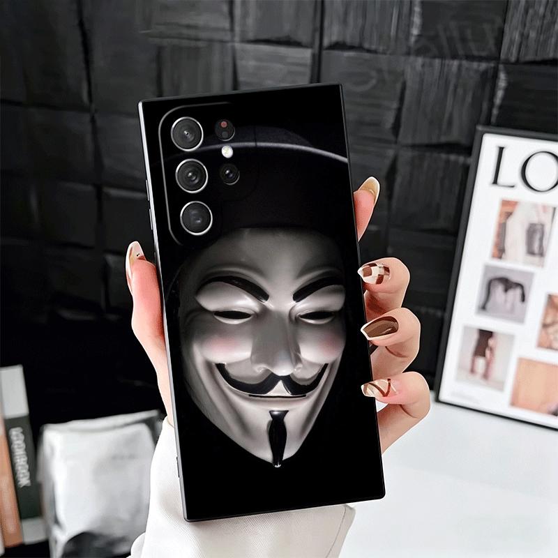 Anonymous V Mask Soft Phone Case for Samsung Galaxy S26 S25 Edge S24 Ultra S23 Plus S22 S21 FE S20 Black Cover Back Shell