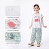 Girls' Cartoon Print Short Sleeve Anti-mosquito Pants Set