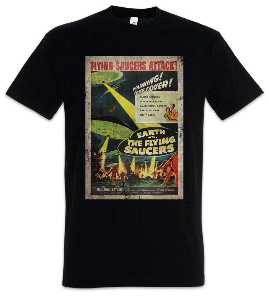 EARTH VS. FLYING SAUCERS I T-SHIRT - Retro Area UFO Fliegend 51 Sci Fi Movie