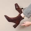 Design Autumn Vintage Thick Heel Women Ankle Boots Fashion Square Toe Ladies Elegant Mordern Short Booties