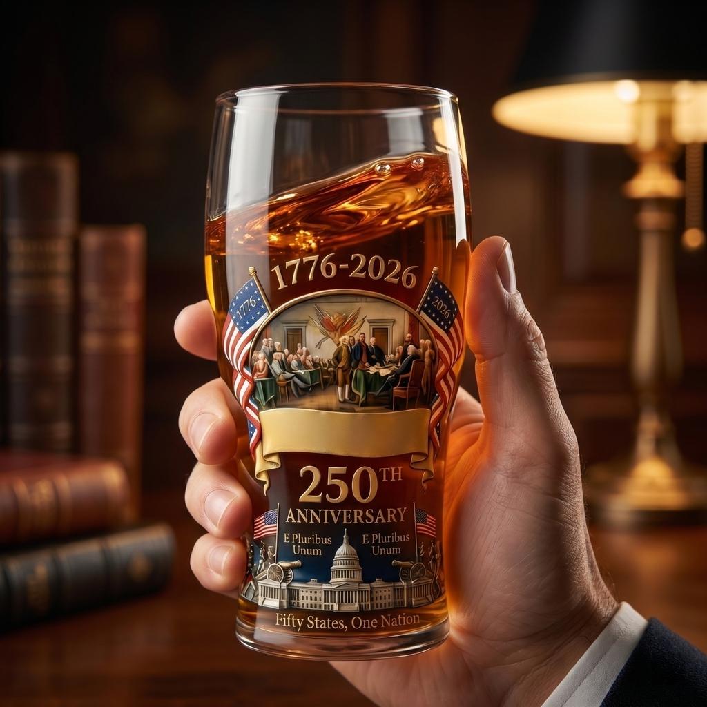 Commemorative 250th Anniversary Glass Beer Mug 1776 2026 Patriotic Glassware for Independence Celebration Gift for Grandfather