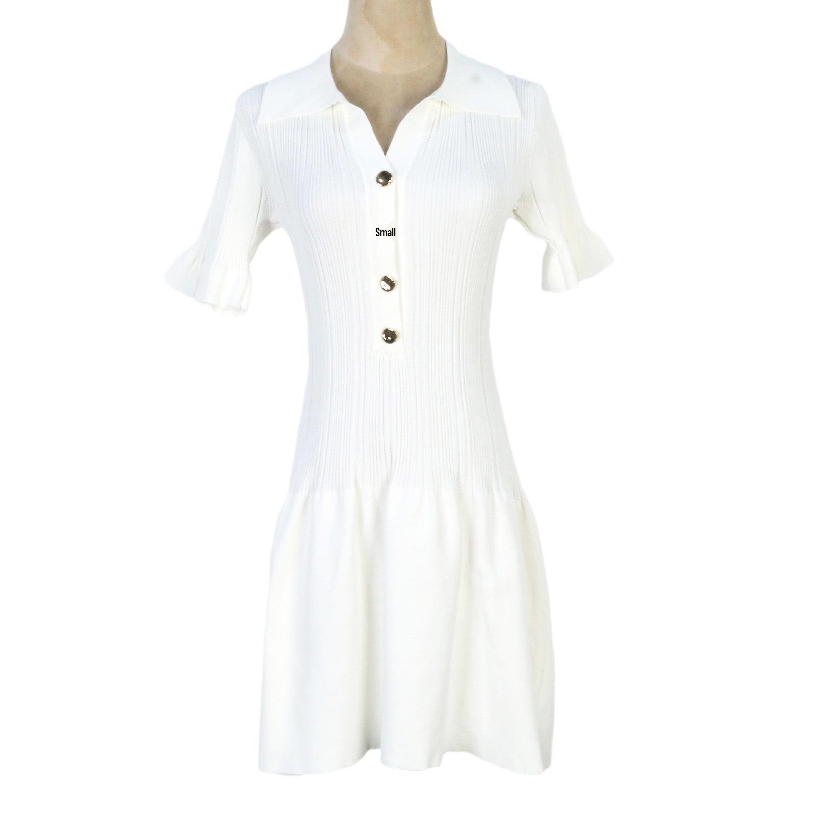 

Французское розовое А-силуэтное платье с V-образным вырезом и юбкой «рыбий хвост» и рукавами с оборками Small