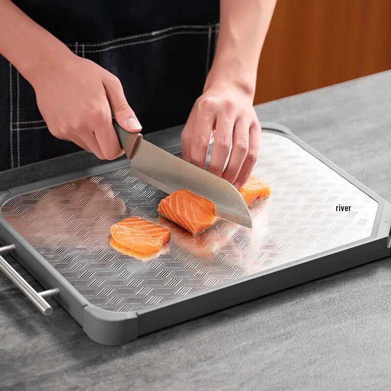 Supror Stainless Steel & Sandalwood Dual-Sided Cutting Board