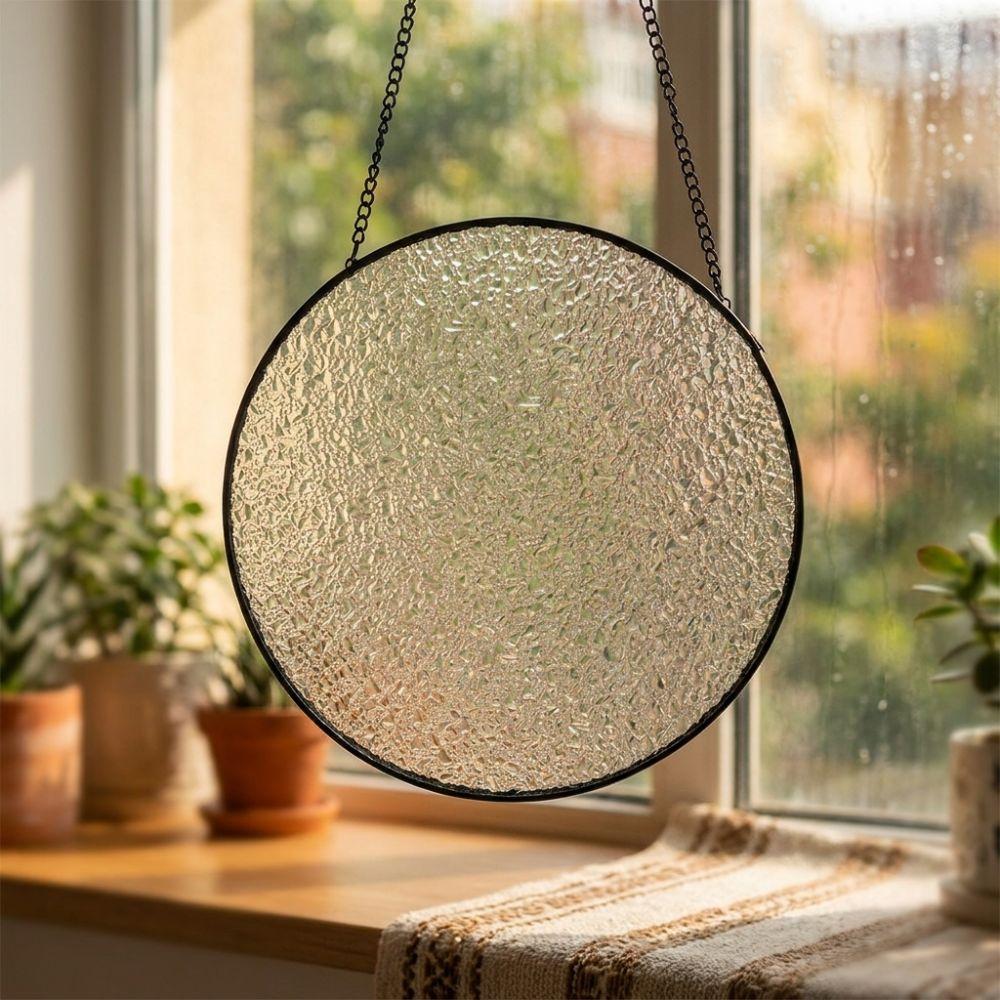 Ronde Lege Lichtvangende Zonenvanger Gehamerd Glasoppervlak Glazen Hangdecoratie Raamdecoratie