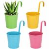 AIMOONSA Set of 4 Multicolor Metal Hanging Flower Pots – 10 Cm, Powder Coating, Drainage Hole, Hooks