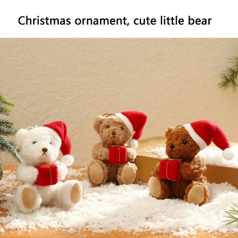 Plush Bear Pendant Hanging Ornament Lovely Christmas Tree Decoration For Indoor Outdoor Holiday Party Decoration