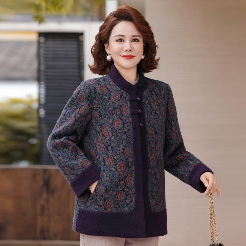 Madam, Old and New Woolen Jacket, Plush and Thickened Clothes, Autumn, Winter and Winter Women's Clothing