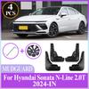 For Hyundai Sonata N-Line 2.0T 2024-IN 4PCS Car Mud Flaps Front Rear Fender Wheel Cover Guard Mudguards Anti-splash Accessories