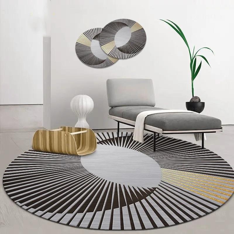 

Round Carpet Soundproof Dirty-resistant Rug Office Computer Swivel Chair Rocking Table Study Bedroom Mats Retro Home Decoration 80x80cm