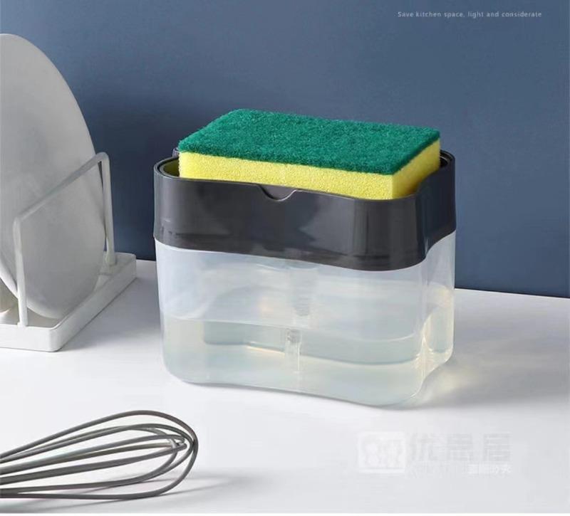 Press The Detergent Presser To Clean The Pot Brush, Automatic Liquid Filling Box, Scouring Pad, Dishwashing Brush, Pot Soap Box