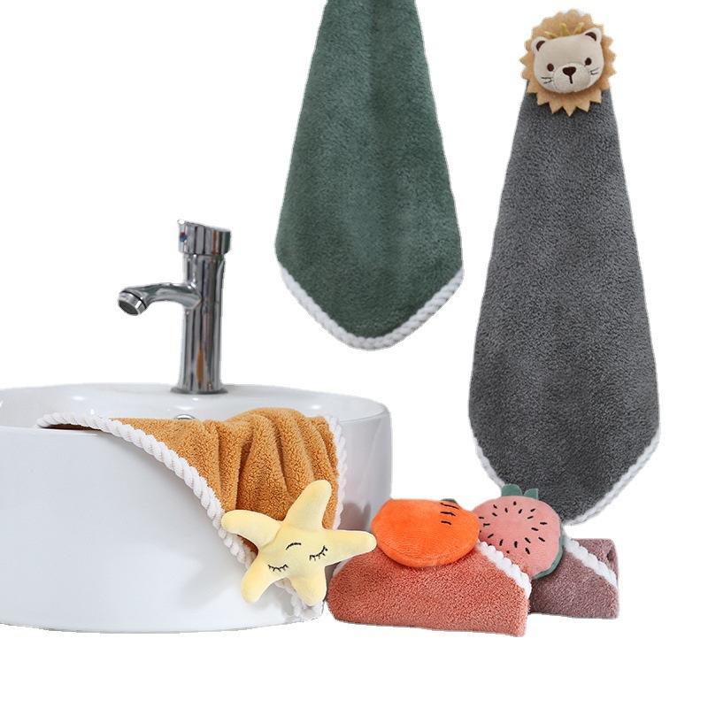 Children's Small Square Towel Cartoon Hand Towel Small Square Towel Hanging Type A Face Towel Kitchen Towel Water-absorbing Kitchen