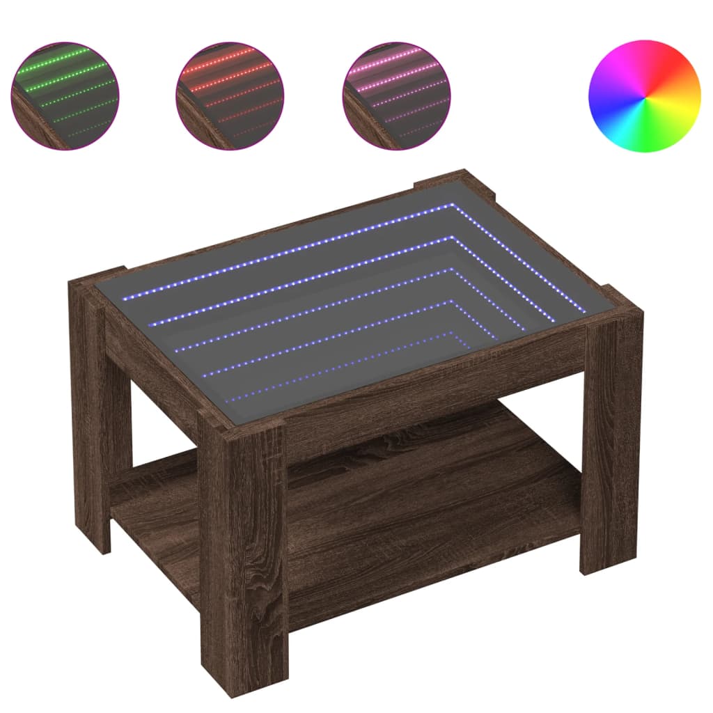 LED Coffee Table Brown Oak Effect 73 x 53 x 45 cm Particleboard