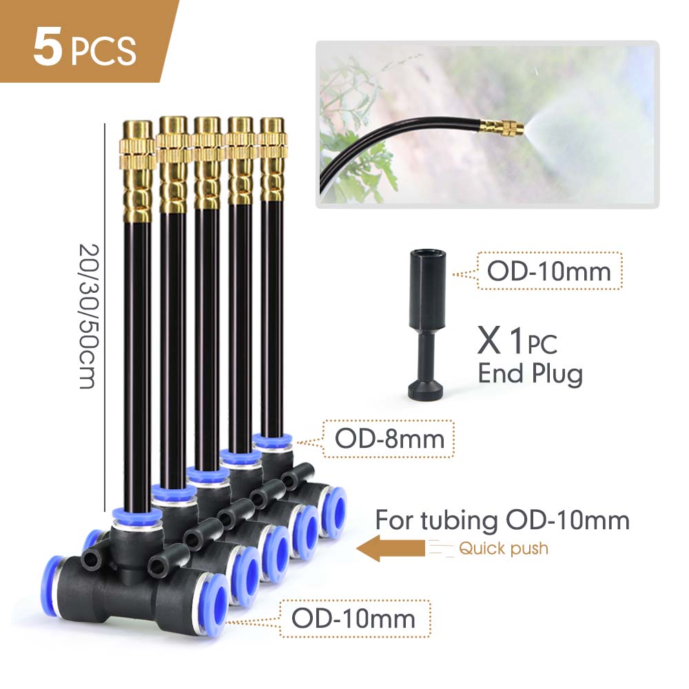 20/30/50cm Flexible Adjustable Atomization Cooling System Brass Nozzle 6/8/10/12/16mm Hose Quick Connector DIY Combination Kit