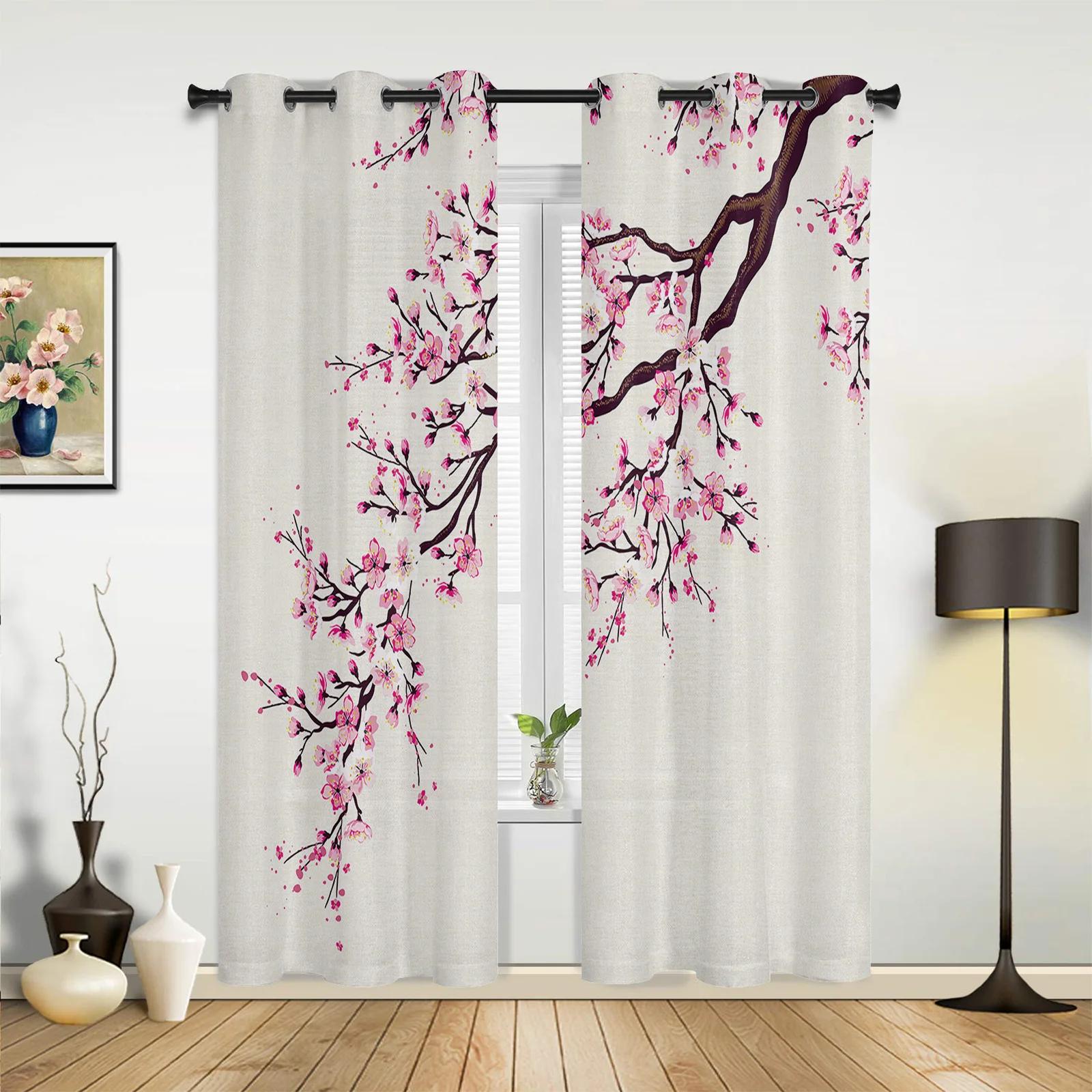 

Японский стиль комнаты дверь цветок зал занавески для гостиной кухня мальчик девочка спальня длинные окна занавески Cortinas домашний декор 107W x 160H(cm) x2