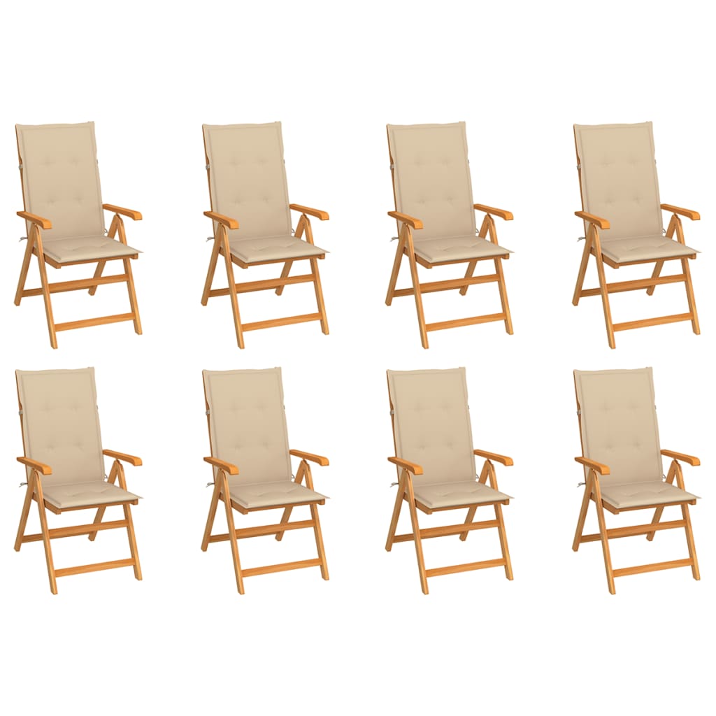 💰Garden Deck Chairs with Cushions 8 pcs. Solid Teak Wood αγοράστε