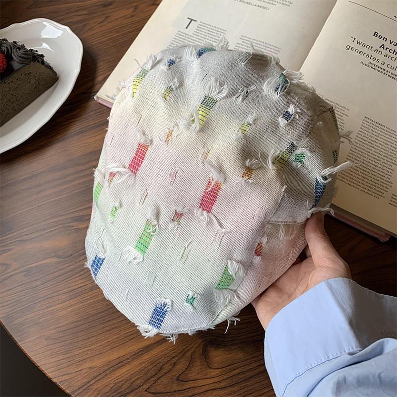 Embroidered Stylish Casual Beret Hat For Summer Spring Unisex Wide Brim Design
