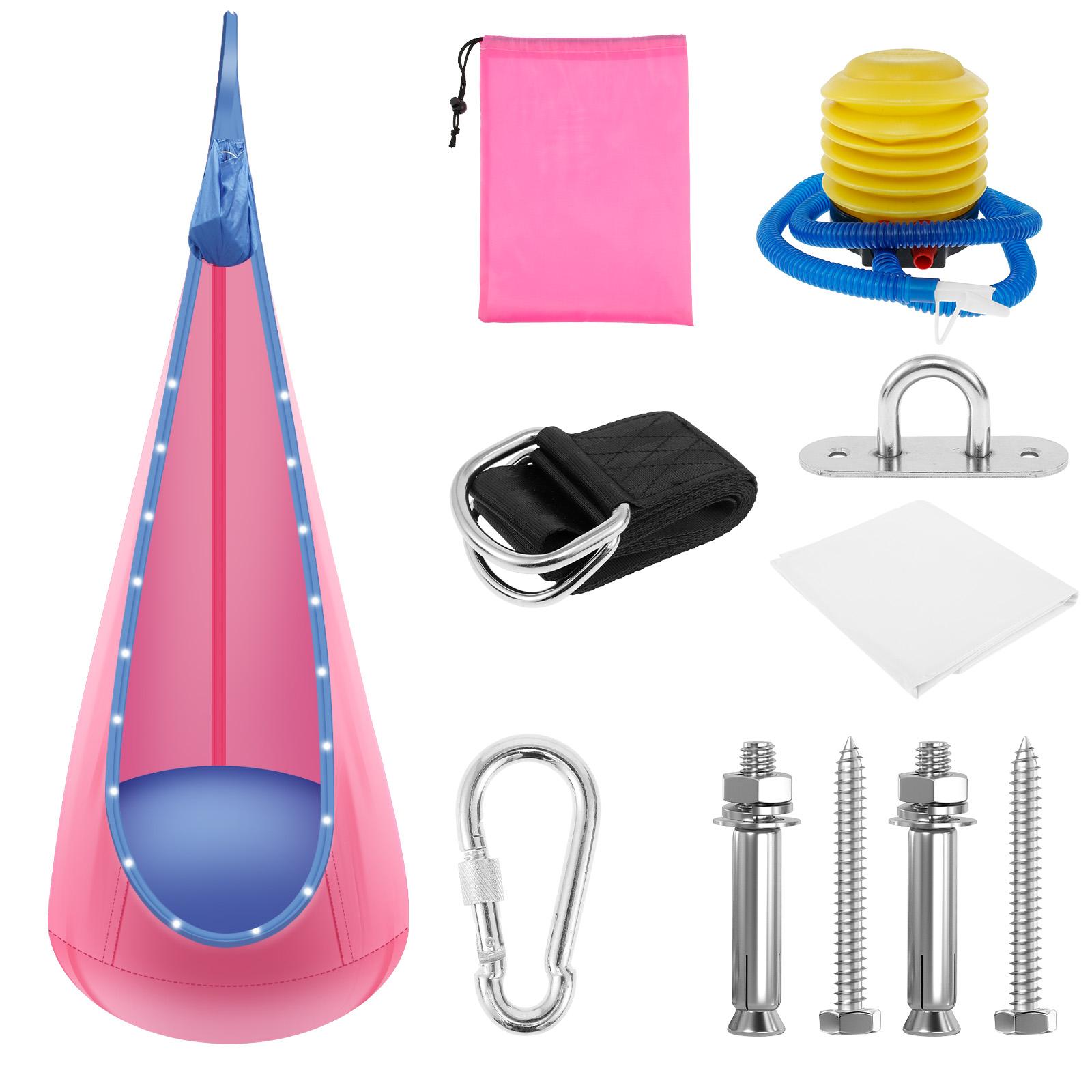 

Kids Hammock Swing With LED Light Adjustable Comfortable Inflatable Sensory Swing Hanging Hammock for Indoor and Outdoor Toys розовый