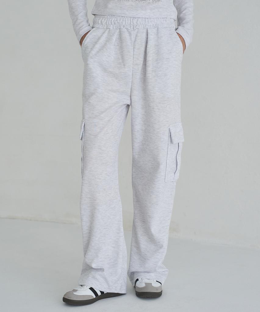 5OML Single-Pleat Wide Cargo Sweatpants (Oatmeal)