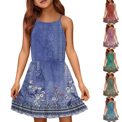 Children's Summer Casual Fashion Round Neck Solid Color Sleeveless Dress