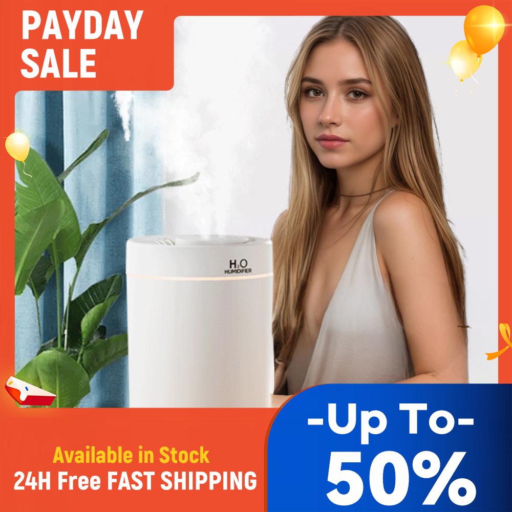 

3L Double Spray Humidifier USB Rechargeable Mute Water Supplement Humidifier 3 Modes Portable Ultrasonic Sprayer for Home Office China Mainland