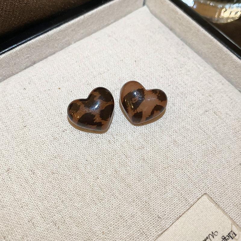 Retro Hong Kong Style Silver Needle Leopard Print Circle Earrings Light Luxury High-end Temperament Earrings Niche Earrings Women