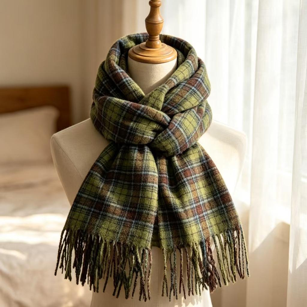 Autumn and winter new scarf women's plaid Korean atmosphere imitation cashmere shawl advanced sense thickened warm scarf