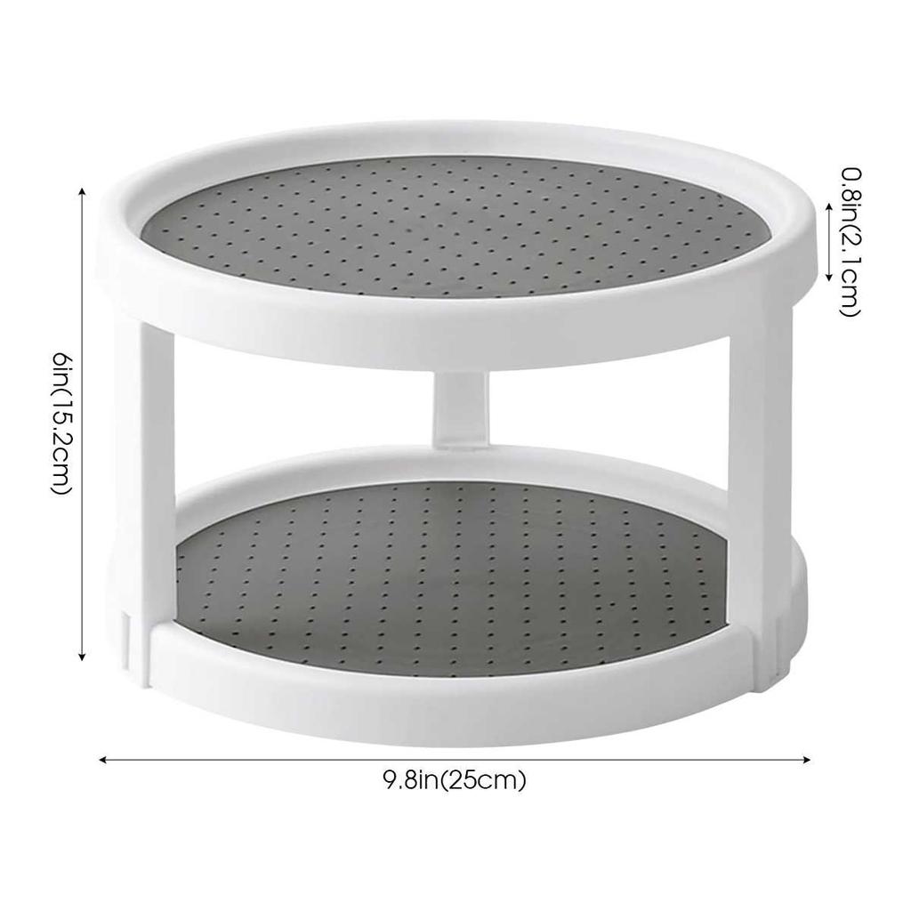 1 PC 2-layer 360-degree Rotating Spice Storage Rack Non-slip Turntable Storage Tray Cosmetic Storage Box for Space Saving