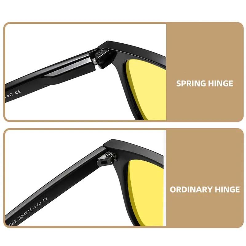 Outdoor UV400 Nigh Vision Glasses for Men Night Driving Riding Goggle Shades Square Blue Light Blocking Eyeglasses Sunglasses