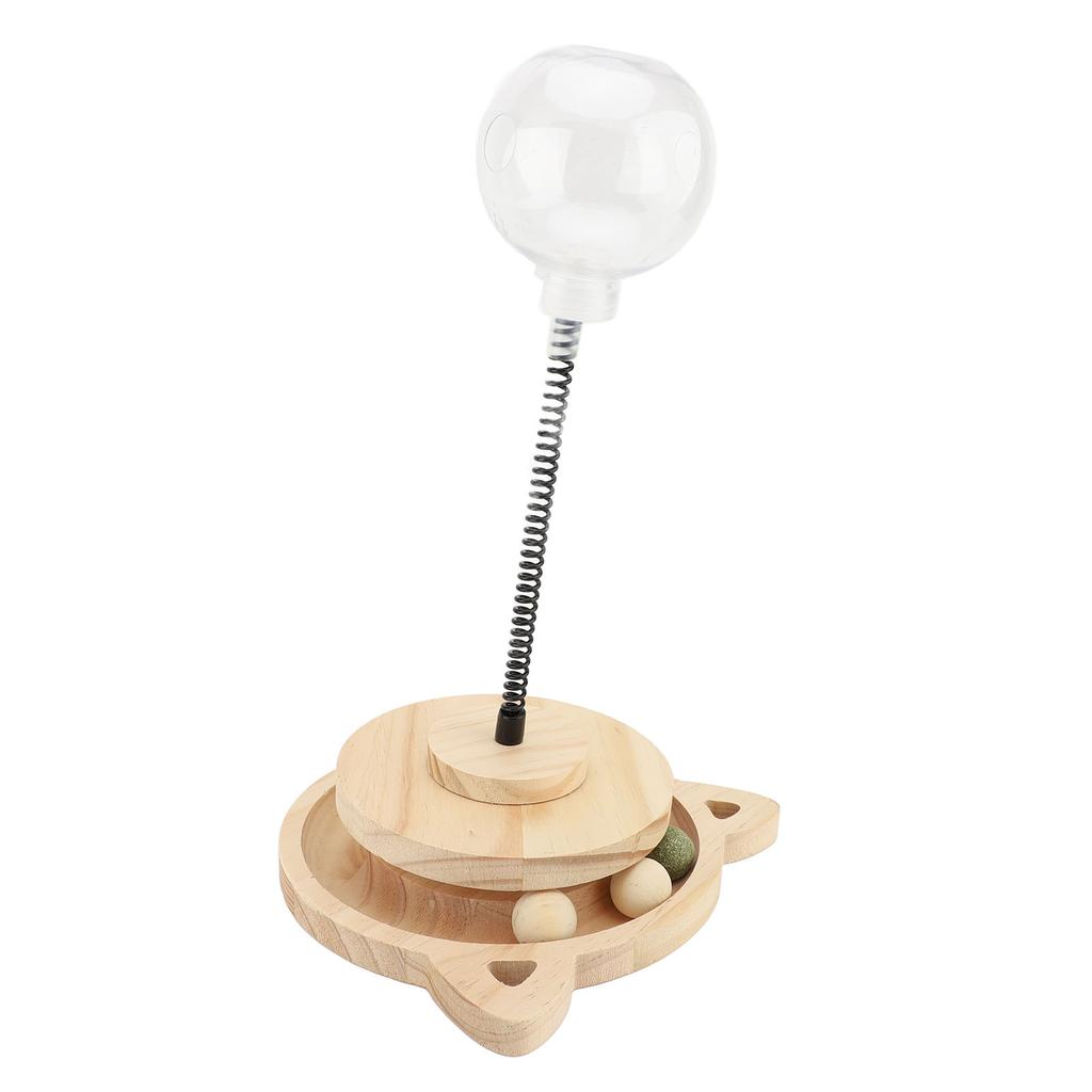 Interactive Cat Feeder Toy Wood Base Reduce Depression Exercise Intelligence Cat Treat Dispenser Toy for Indoor Kitten