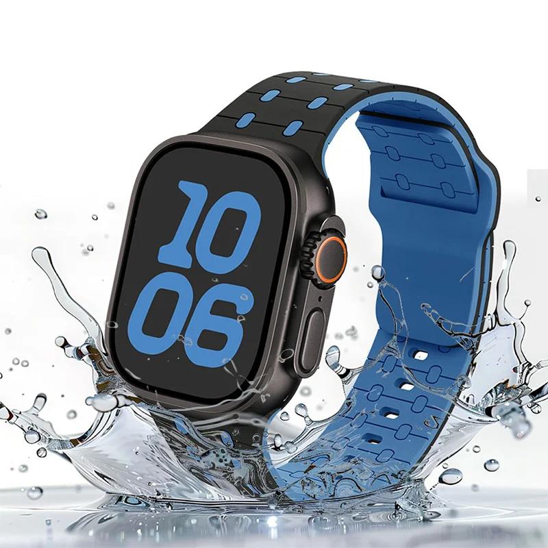 Magnetic Silicone Bracelet For Apple Watch ultra 2 Band 49mm 45mm 44mm 40mm 42mm 46mm 41mm 38mm Strap IWatch Series 10 SE 9 8 7