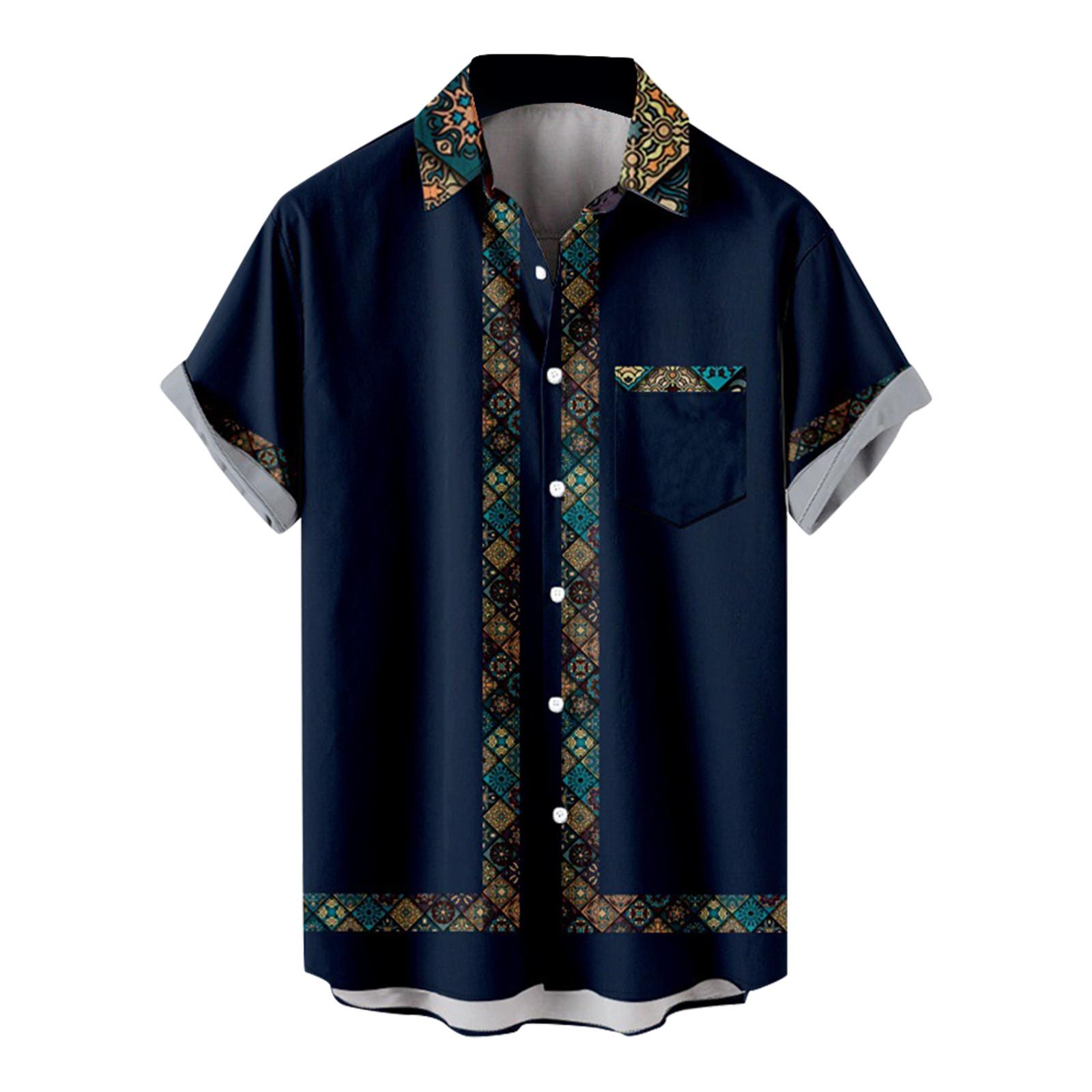 

Мужская повседневная пляжная праздничная одежда с лацканами, модная рубашка, гавайская рубашка с короткими рукавами XL