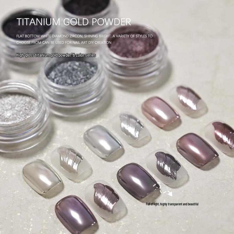 

Rose Gold & Silver Titanium Magic Mirror Nail Powder - High-Gloss Metallic Glitter