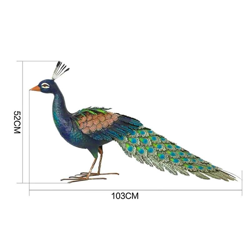 Modern Garden Decoration Peacock Statue Home Decor Metal Bird Sculpture Garden Home Accessories Large Simulation Animal Figurine
