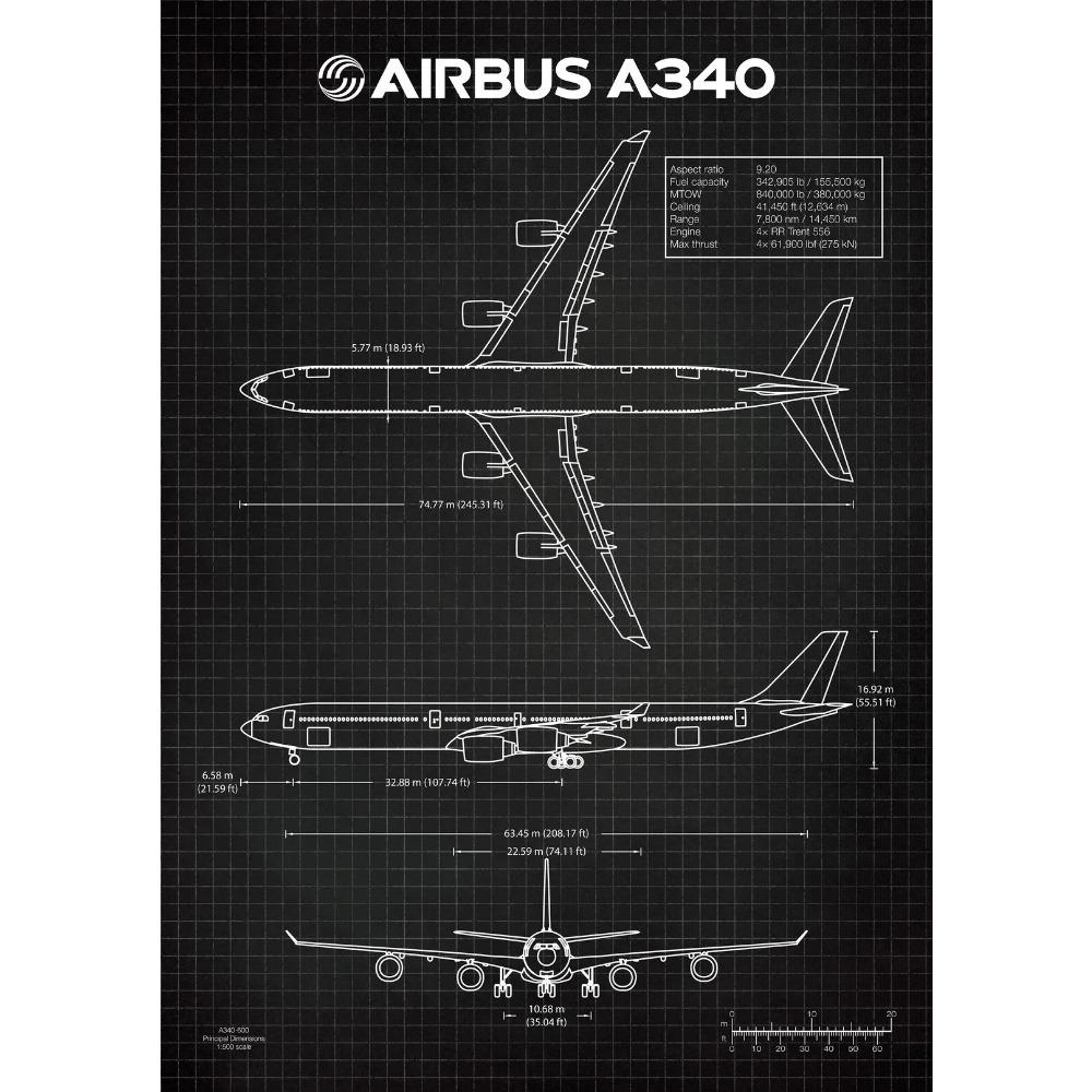 Air Force Flugzeug Airbus A-340 B-747 Patentdrucke Flugzeugposter Kampfflugzeug Blaupause Leinwandgemälde Wandkunst Bilder Heimdekor