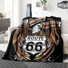 1 Stück Route 66 Highway Weiche Flanell-Ganzjahres-Decke für Zuhause, Büro, Außenbereich Strapazierfähiger Komfort Weiche Warme Decke für Zuhause