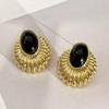 Black Oval Metal Drop Earrings for Women Minimalism Temperament Brincos Hyperbole Fashion Party Jewelry