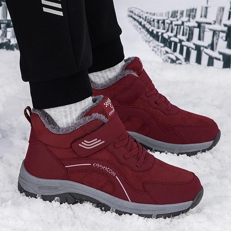 High-top large cotton shoes, winter velvet thickened warm cotton boots, medium walking sports shoes