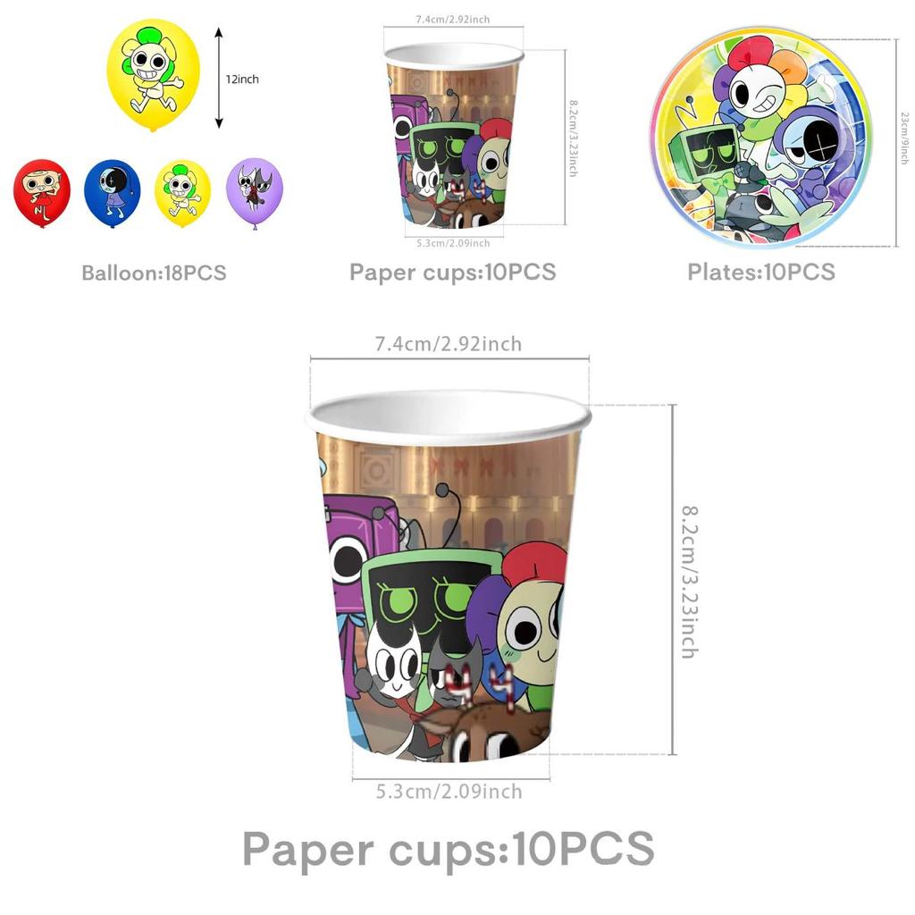 Dandys World Cartoon Party Decor With Paper Plates Cups And Party Flags For Kids Event