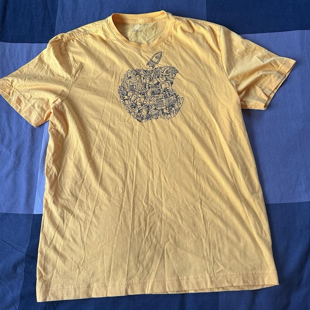

Apple Store Hand Drawn Sketch Logo Yellow Size M Tech Unisex T-Shirt XXL
