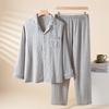 Men's Cotton Pajama Set Nightwear Long Sleeve Tops Pants Pajama Sets Soft 2 Piece Button Down Lounge Set for Men Lapel Comfortable Sleepwear