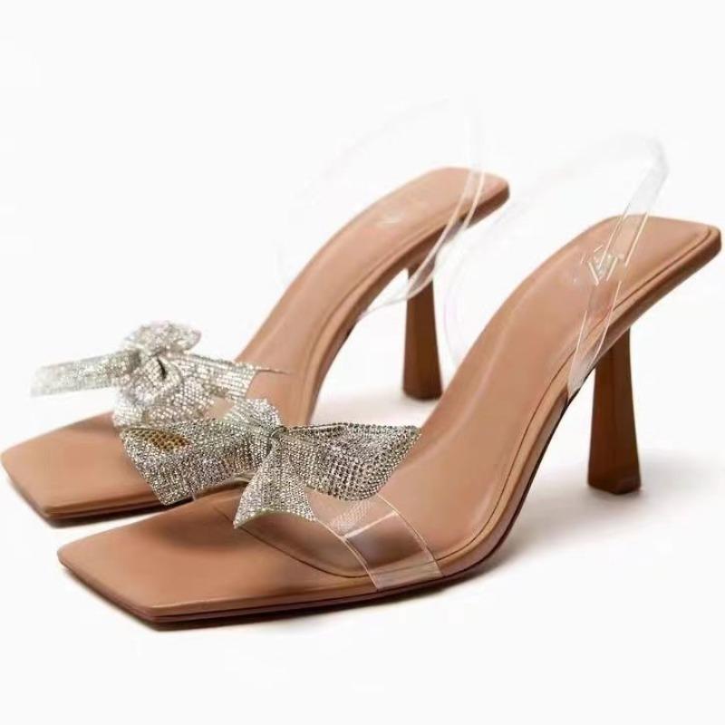 fashion 2024 Summer Sandal Shoe Women Pumps Transparent PVC Fashion High Heels Sandals Elegant Slingbacks Sexy Party Wedding Pumps Shoes