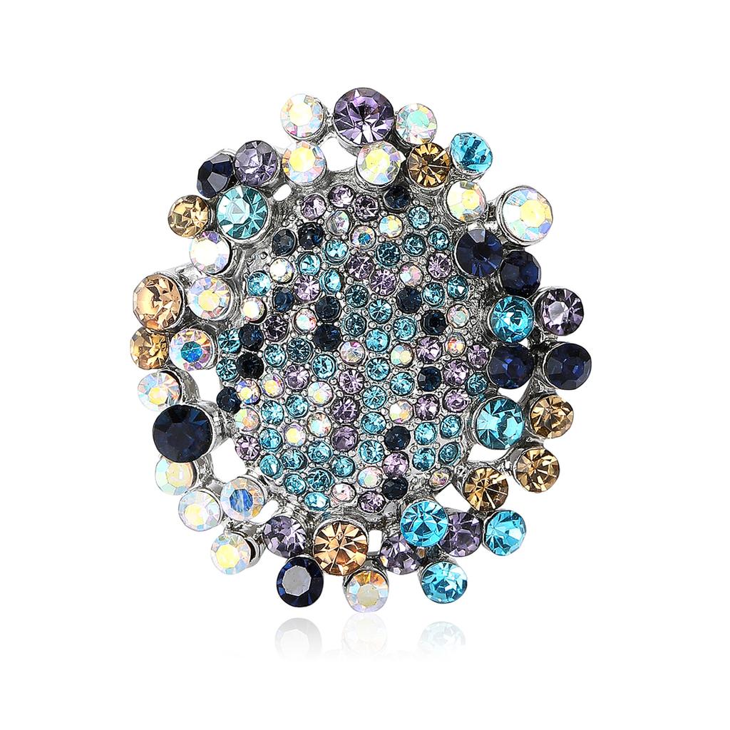 Literary Retro Alloy Rhinestone Sunflower Brooch Fashionable Versatile Women'S Clothing Corsage Jewelry Pin