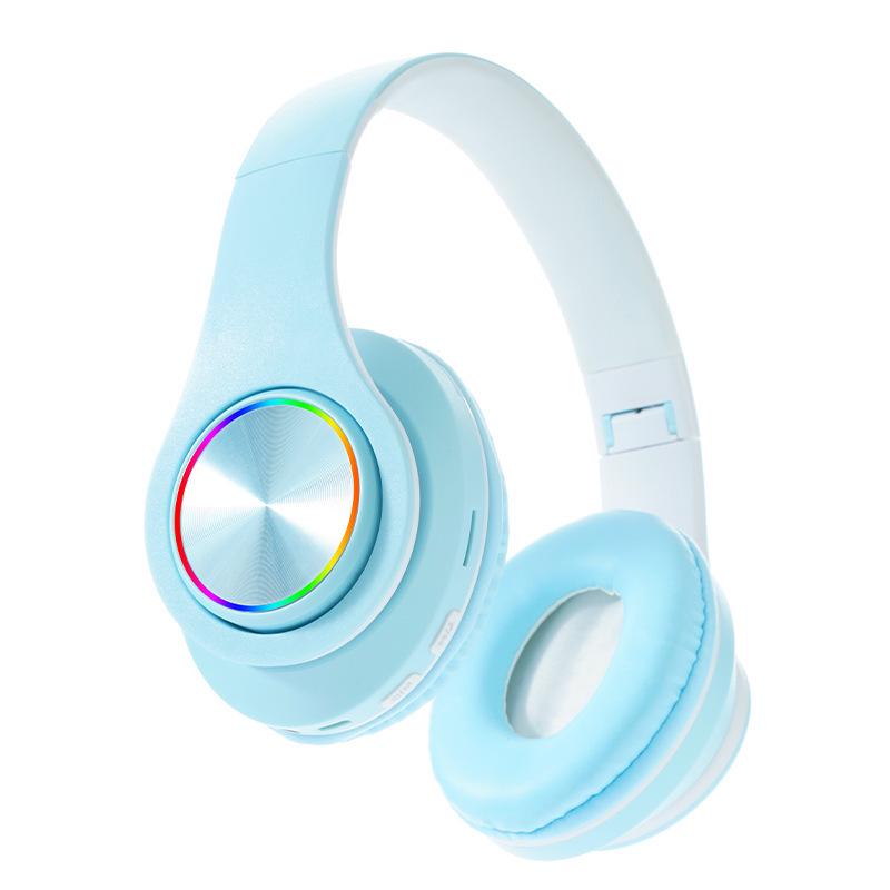B39 Horse Head Over-Ear Wireless Bluetooth Foldable Luminous Headphones with Stereo and Card Slot.