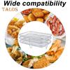3-Layer Square Round Rectangle Air Fryer Rack Set Stainless Steel Dehydrator Rack with 4 Silicone Feet Anti-Scald Clip Stackable Air Fryer