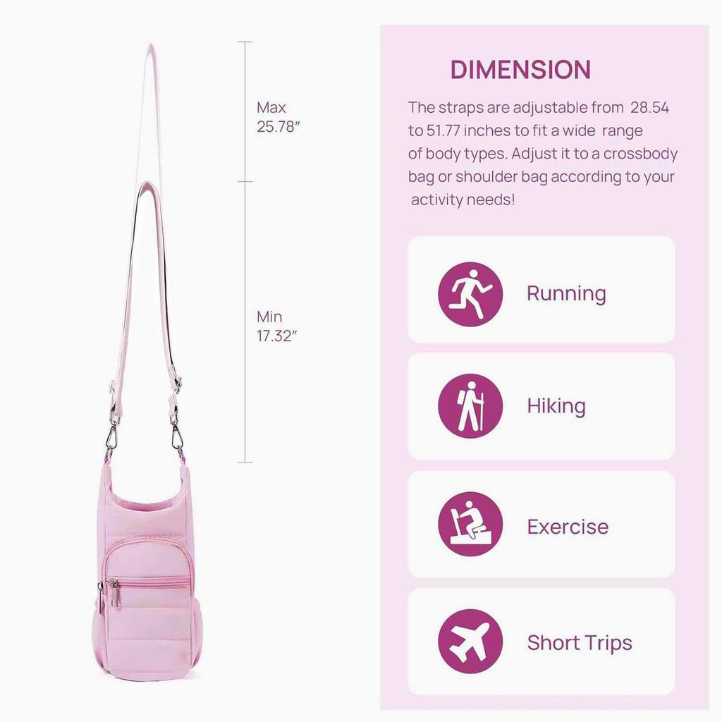 Crossbody Water Bottle Bag Water Bottle Pouch Mug Holder With Shoulder Strap For Walking, Hiking And Cycling