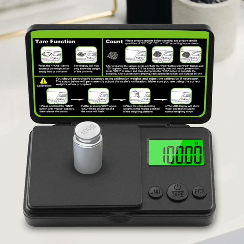 Portable Jewelry Scale 0.01g Resolution ABS Plastic Construction LCD Screen Weighing Tool for Gold Weighing