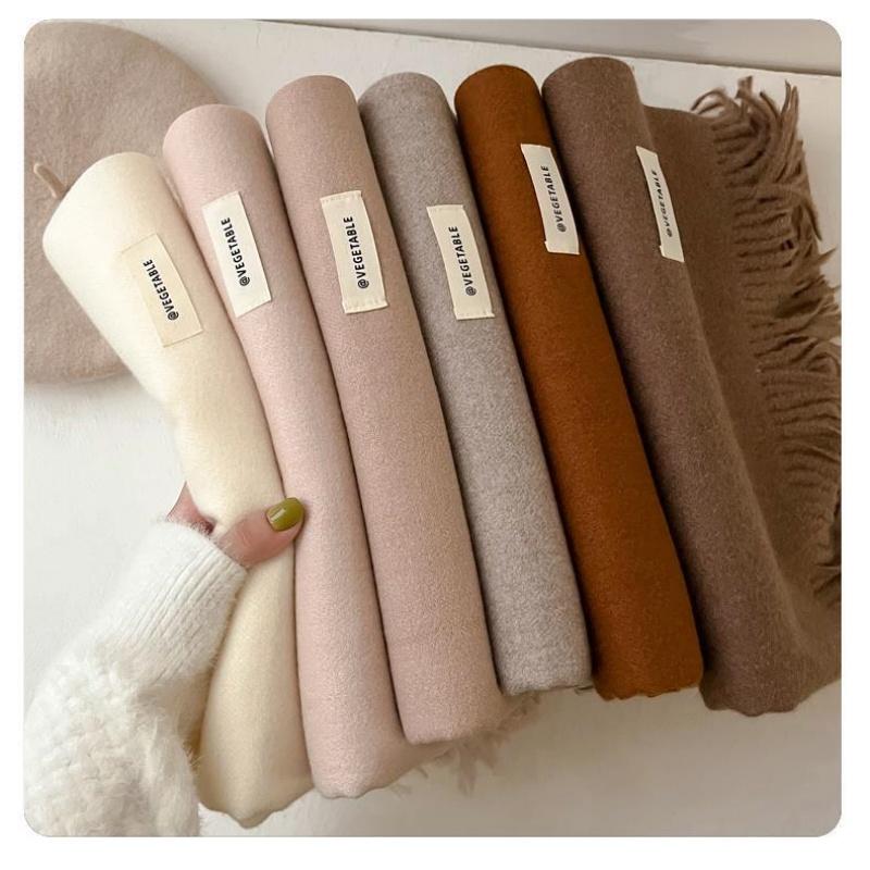 Winter Scarf For Women Long Warm Cashmere Scarves Hijab Solid Lady Shawl Wrap Female Pashmina Bandana Head Scarfs