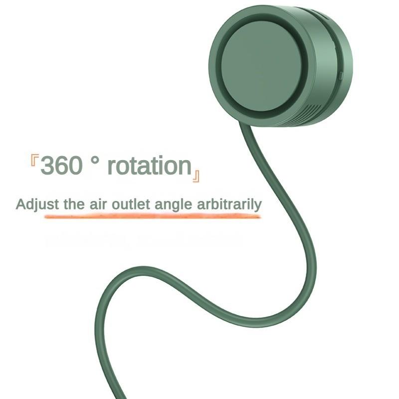118*59*42mm Silicone High-capacity Battery Fan Portable USB Charging Small Fan Mini Leaf Less Neck Hanging Fan