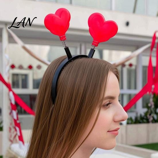 One-button Switch Hairband LED Star Headband with Spring, Light Up Wobble Hair Hoop Shape for Party Concert, Glowing Festival Prop Kids Adults,