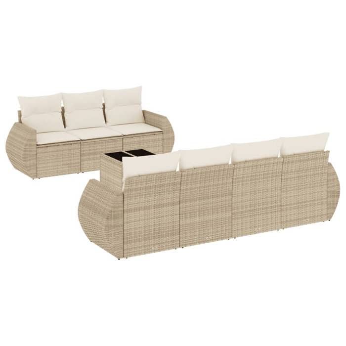 VidaXL Garden Lounge Set with Cushions 8 Pcs, Patio Sofas, Patio Furniture Set, Outdoor Furniture, Beige 3253465